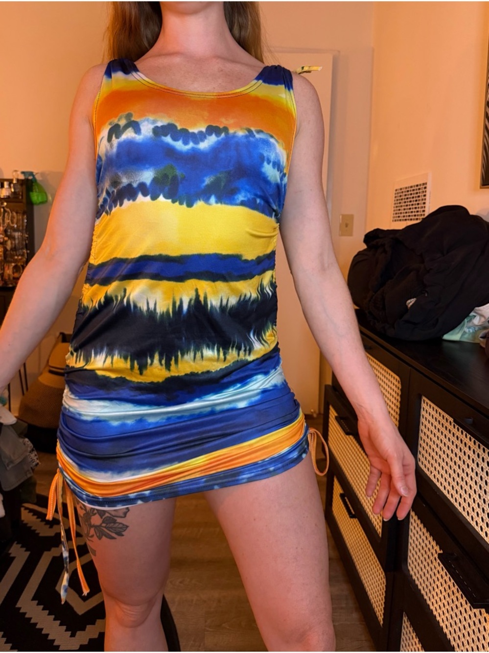 CHICME Stripe Ruched Dress - Size S/M